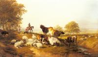 Thomas Sidney Cooper - Cattle And Sheep Resting In An Extensive Landscape
